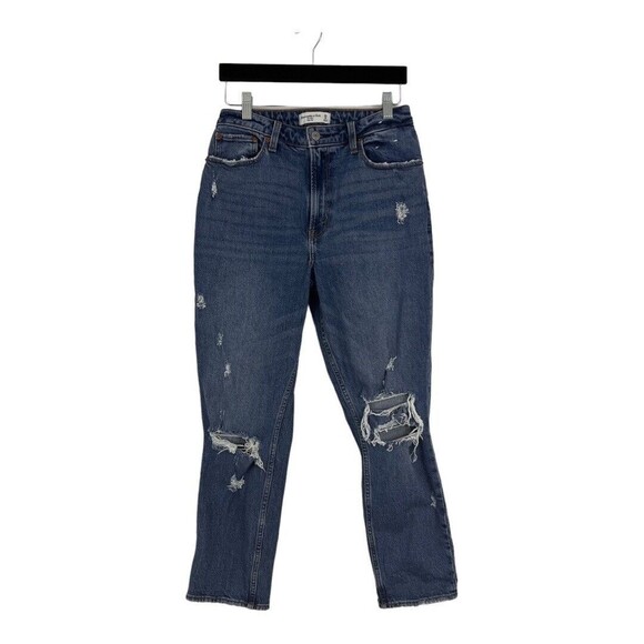 Abercrombie & Fitch Womens Size 6 The Mom High Rise Distressed Jeans - Picture 1 of 5